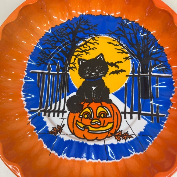 3 Vintage Berman Molded Plastic Halloween candy  Plates Cat JOL Ghost Haunt - Picture 8 of 9